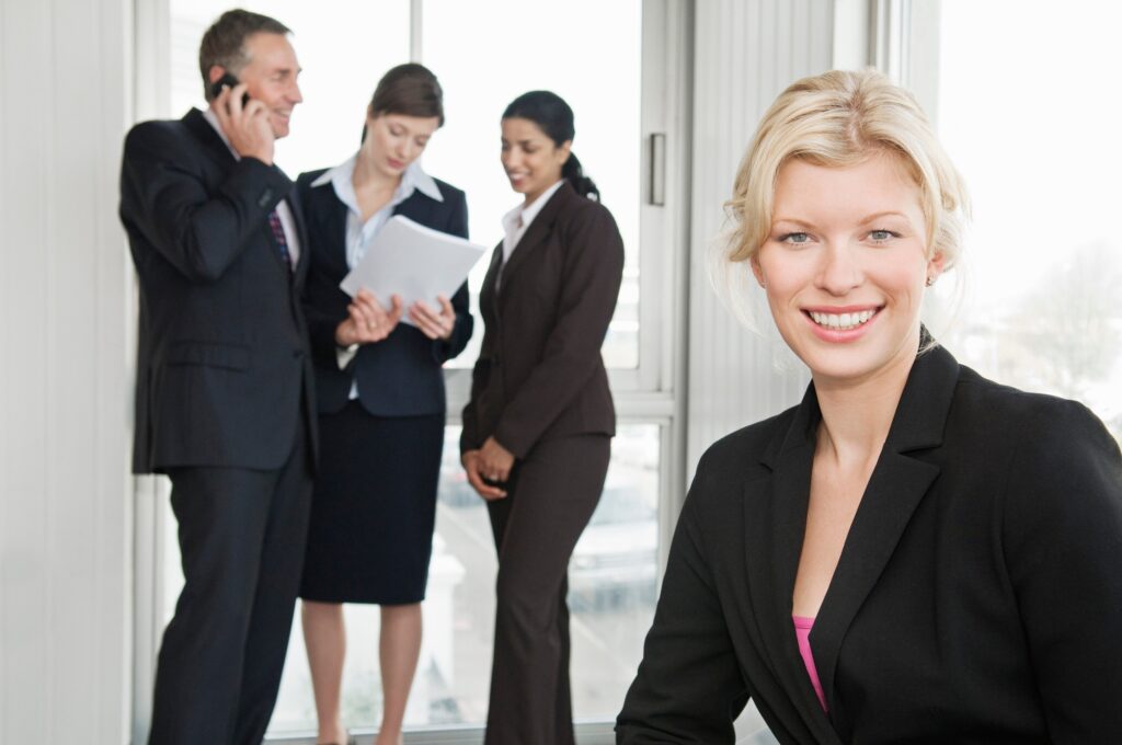 A portrait of a business woman smiling